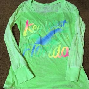 Key West Florida Medium neon long sleeve tshirt EUC